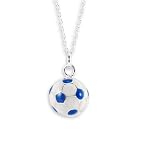 Blue White .925 Sterling Silver Soccer Ball Necklace