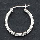 Sterling Silver 2.00mm Diamond-cut Hoop Earrings