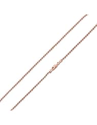 Rose Gold Plated Silver Italian Bead Chains 2.2mm (16", 18", 20", 22", 24" 30" Inch Lengths)