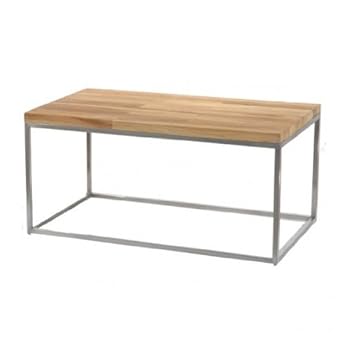 Table basse rectangulaire inox et teck (80cm)