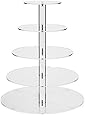 Jusalpha 5 Tier Wedding Party Cupcake and Dessert Tower Clear Acrylic Cake Stand, Large