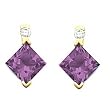 14K Yellow Gold Amethyst and Diamond Earrings