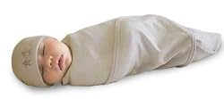 Cocooi Babywrap Newborn Baby Swaddle and Matching Hat, 100% Merino, Natural Color