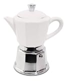 Produkt-Bild: Luxus Espressokocher THE SWAN f&uuml;r 3 / 6 Tassen aus Porzellan & Edelstahl