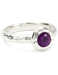 Zina Sterling Silver "Sahara Collection" Ripple Textured Amethyst Ring, Size 7