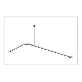 60 x 26 Chrome L Corner Shower Rod includes Ceiling Support and Wall Mounts