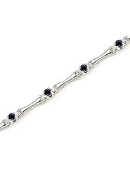 14kt Yellow Gold Round Blue Sapphire and Diamond Bracelet