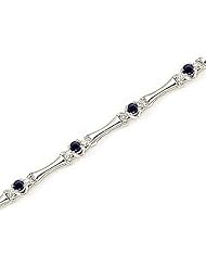 14kt Yellow Gold Round Blue Sapphire and Diamond Bracelet