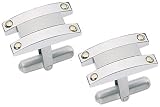Two Tone Steel Cuff Links w/ 18k Yellow Gold Accent