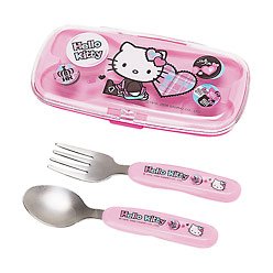 Hello Kitty Fork and Spoon Set with Case