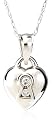 14k White Gold Diamond Heart Keyhole Pendant (.04 cttw, J Color, I2 Clarity), 18"