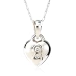 14k White Gold Diamond Heart Keyhole Pendant (.04 cttw, J Color, I2 Clarity), 18"