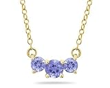 1.00 CTW Tanzanite Three Stone Pendant Necklace 14K Yellow Gold