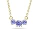 1.00 CTW Tanzanite Three Stone Pendant Necklace 14K Yellow Gold