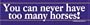 Too Many Horses Bumper Sticker