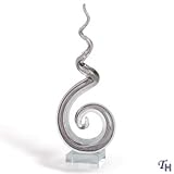 Badash Murano Style Black & White Stripes Art Glass Centerpiece h20