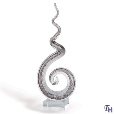 Badash Murano  Style Black & White Stripes  Art Glass Centerpiece h20