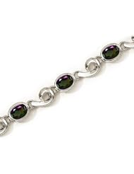 14K White Gold Oval Mystic Topaz Bracelet