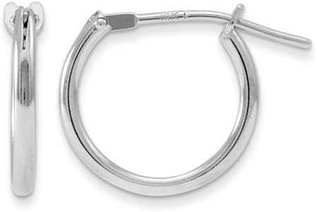 14k White Gold Hoop Childrens Earrings - Measures 10x12mm - JewelryWeb