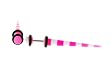 Fake Acrylic Taper - Pink and White Spirals - 16g Wire Stud - 6 Gauge - 41mm Length - Sold as a Pair