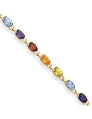 14k Gold Gemstone Rainbow Bracelet