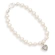 6" Cultured Freshwater Pearl/Sterling Silver Bead/Oxidized Heart Children's Bracelet