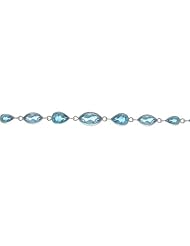 Boma Blue Topaz Marquis & Tear Shaped Sterling Silver Link Bracelet