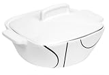 Corelle Coordinates 2 1/2 quart Square Round Casserole with Ceramic Cover, Simple Lines