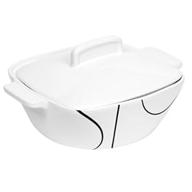 Corelle Coordinates 2 1 2 quart Square Round Casserole with Ceramic Cover, Simple Lines by Corelle