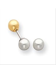 MadiK® Childrens 14K Two Tone Gold Round Reversible 5mm Ball Post Earrings