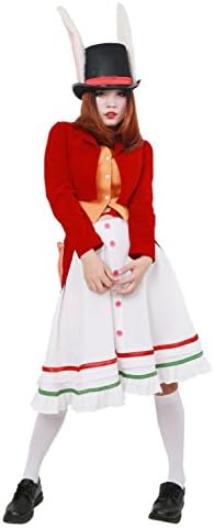 Mad Alice Cosplay Costume Dress Outfit Suit with Lucky Rabbit Hat for Halloween S