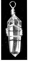 Silver Wire Wrapped Natural Quartz Rock Crystal Point Pendant