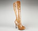 Leatherette Buckle Architectural Boot