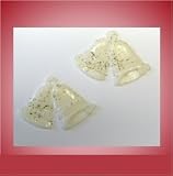Wachsornament Glocken weiss Flitter 2x - 