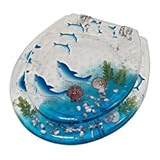 Dolphins Toilet Seat Clear Acrylic and Transparent Blue Dolphins Toilet Seat