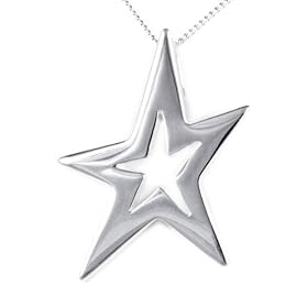 Silver Plain Star Pendant on 46cm Curb Chain