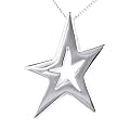 Silver Plain Star Pendant on 46cm Curb Chain