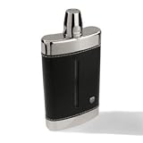 Black Leather 200 ml Hip Flask With Window and Shot Glass by Beier Lederwaren