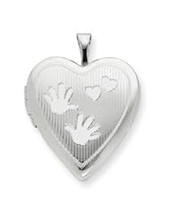 Sterling Silver 20mm Handprints Heart Locket
