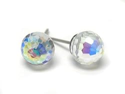 Aurora Borealis Swarovski Crystal Ball Post Earrings Fashion Jewelry -- Made In USA