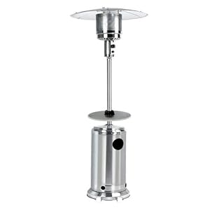 Garden Sun Stainless Steel Propane Patio Heater with Wood Table - Bronze (87")