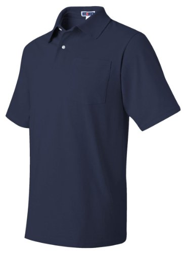 JERZEES ADULT JERSEY POLO WITH SPOTSHIELD (JNAVY) (LARGE)