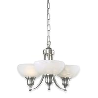 Royce Lighting RMC800/3-12 Fairlawn Three-Light Mini Chandelier Brushed Steel with White Alabaster Globes