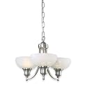 Royce Lighting RMC800/3-12 Fairlawn Three-Light Mini Chandelier Brushed Steel with White Alabaster Globes
