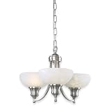 Royce Lighting RMC800/3-12 Fairlawn Three-Light Mini Chandelier Brushed Steel with White Alabaster Globes