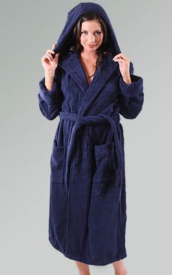 Women's Terry Cotton Hooded Bathrobe, Full Cut 18 oz Bath Robe