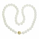 14k Yellow Gold Saltwater Cultured Akoya Pearl AA Grade 7-7.5mm Necklace, 16"