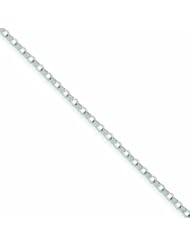 14K White Gold 3mm Solid Double Link Charm Bracelet 7 Inches