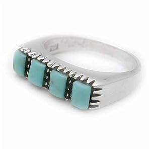 Sterling Silver Ring with Square Turquoise Stones