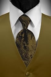 Tuxedo Vest - Solid Satin New Gold with Coordinating Tapestry Tie